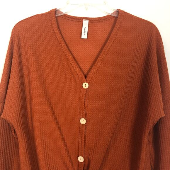 Twenty Ten Waffle Knit Tie Front Top Size Medium - Picture 3 of 9